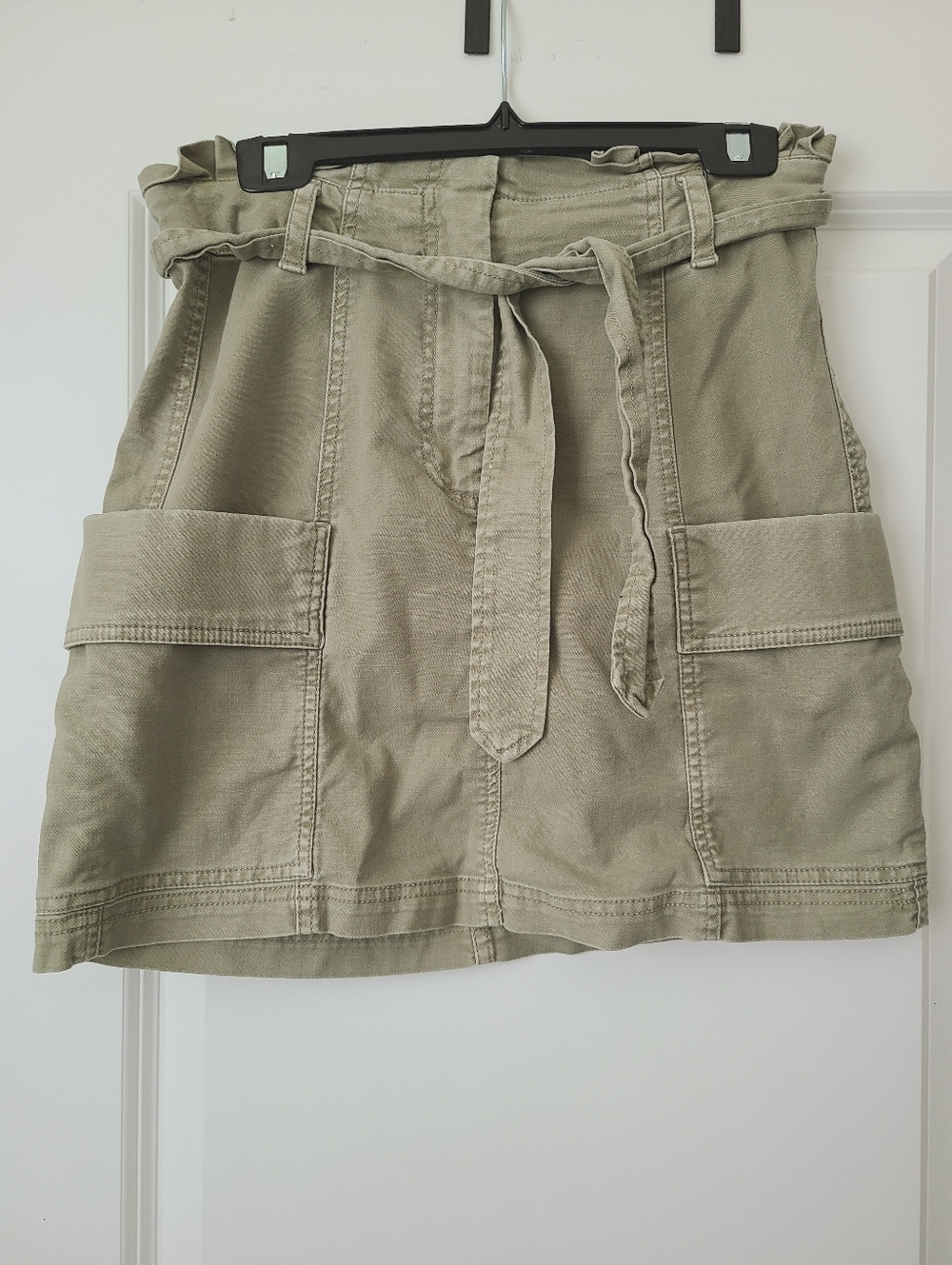 Habitual Green Khaki Cargo Pocket Paperbag Waist Mini Skirt